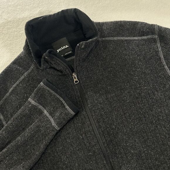 Prana Other - Prana Breathe Men's Large Gray Wool Blend Ribbed Full Zip-Up‎ Barclay Sweater
